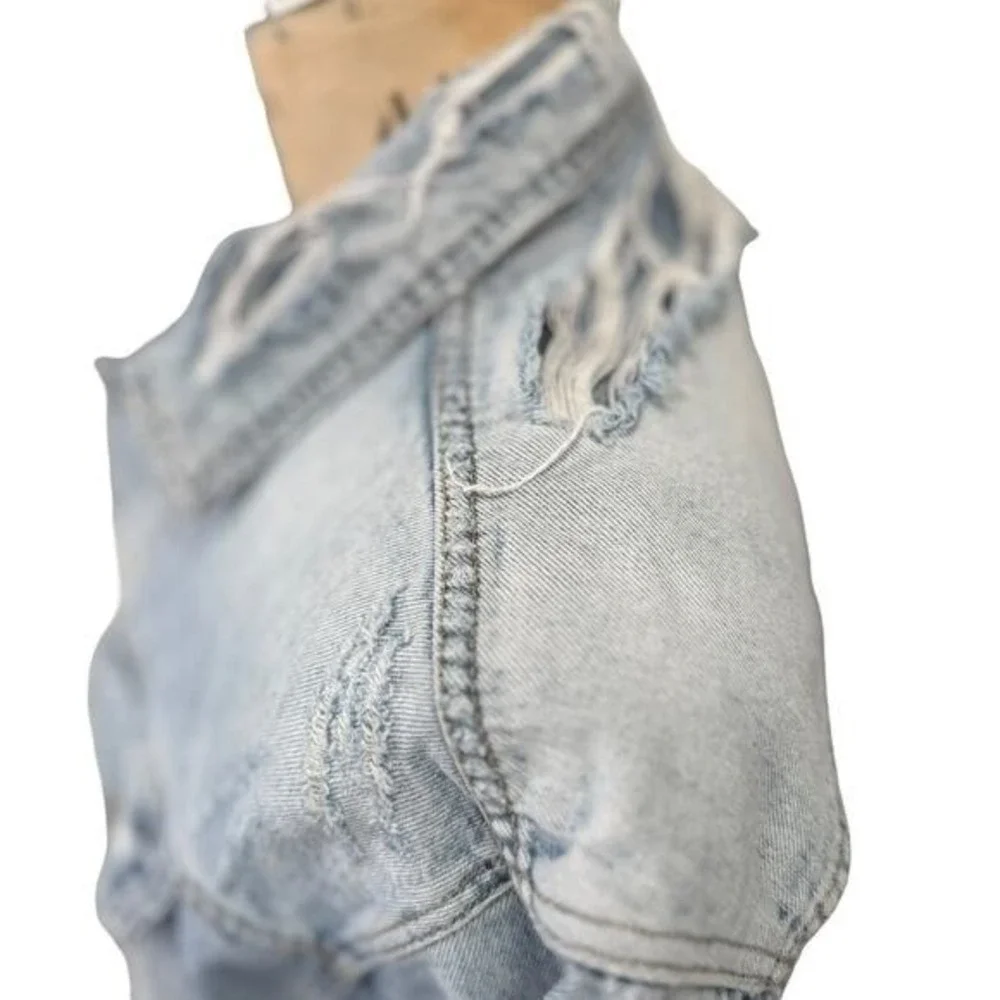 Ksubi Jean Jacket Mens Size XS Destroyed Oversized Light Wash Denim